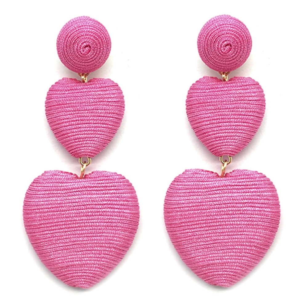 Double Heart Drop 3-Tier Earrings